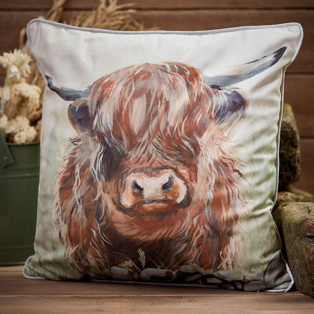 Dougal Highland Cow Velour Cushion