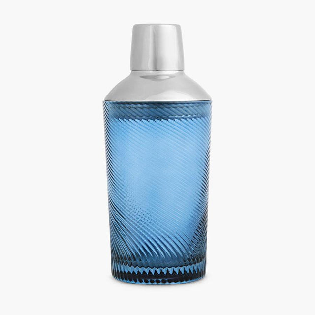 Blue Twist Glass Cocktail Shaker