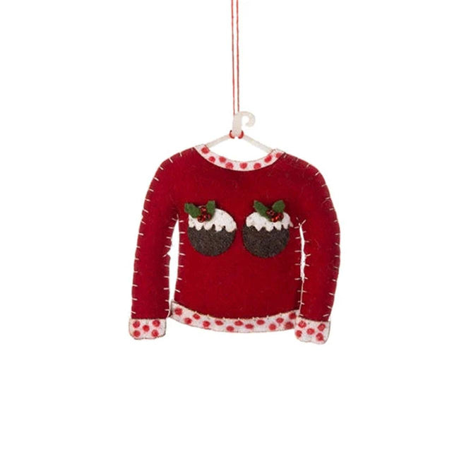 Christmas Pudding Jumper Felt Hanging Decoration