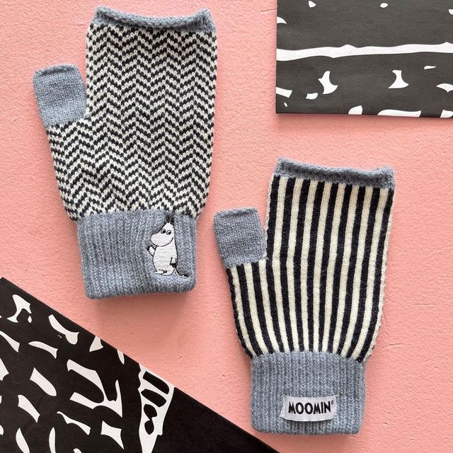 Moomin Herringbone Fingerless Gloves Reverse