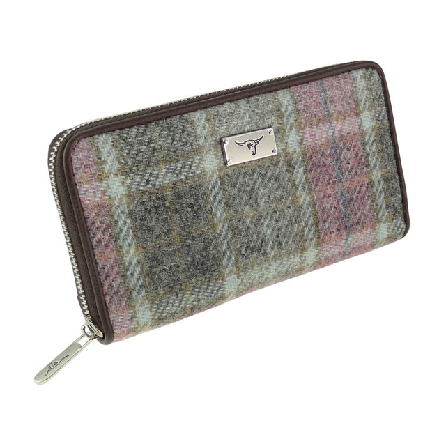 Harris Tweed Staffa Long Zip Purse in Soft Pink Buchanan