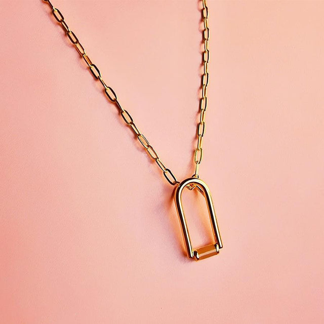 Gold and Enamel Arch Pendant Necklace