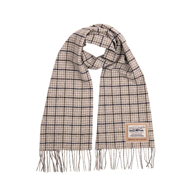 Navy and Grey Houndstooth Heritage Wool Scarf
