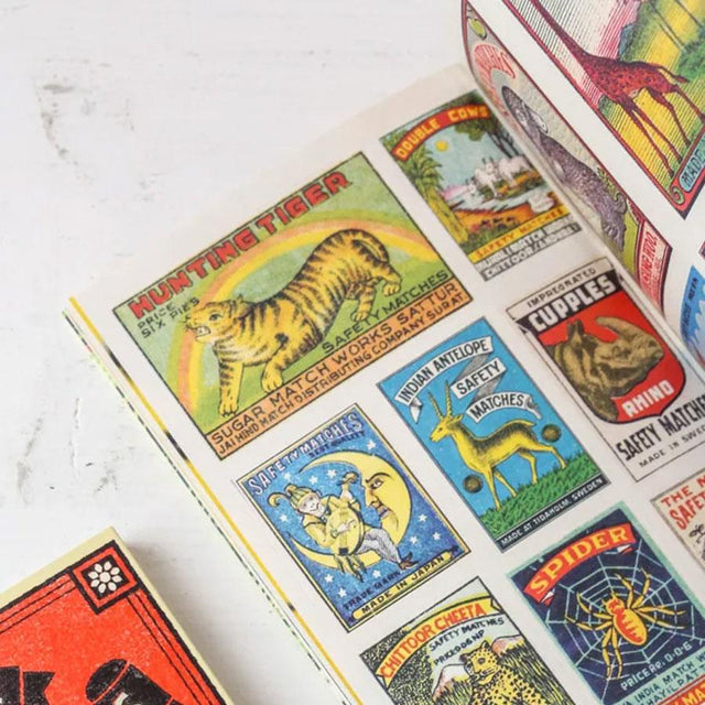 Vintage Matchboxes Sticker Book Close Up