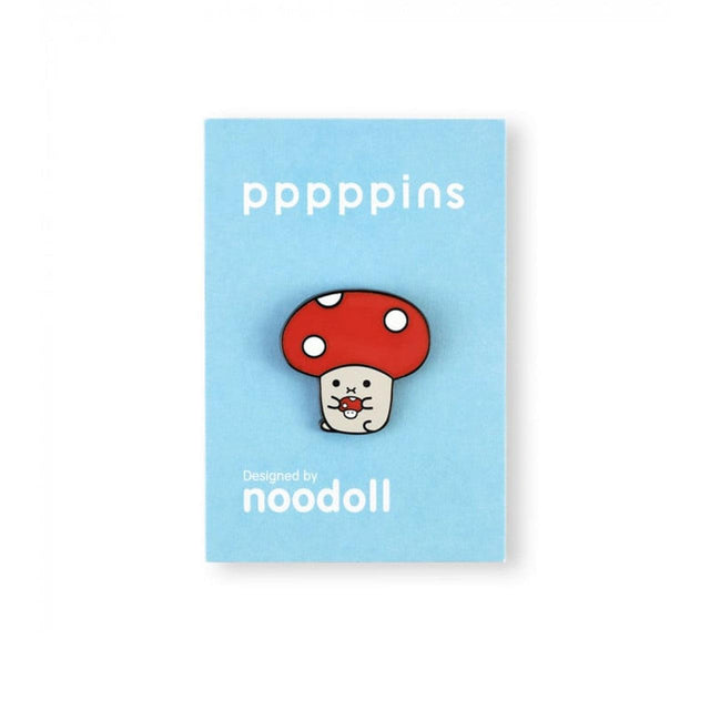 Ricemogu Mushroom Enamel Pin on Card