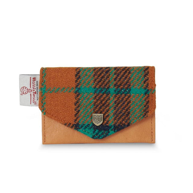 Islander Harris Tweed Orange and Blue Tartan Card Purse