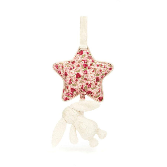 Jellycat Blossom Cream Bunny Berry Musical Pull Back Facing