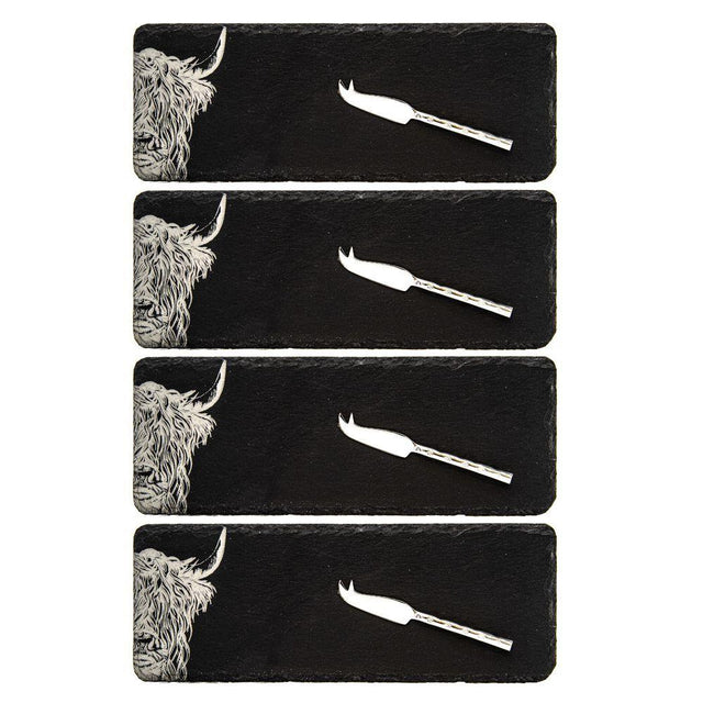 Highland Cow Mini Slate Cheese Board & Knife Set