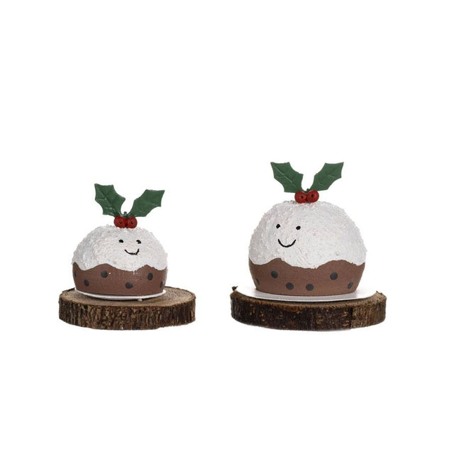 Mini Happy Christmas Puds with Holly Decoration Set
