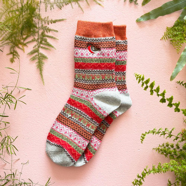 Secret Garden Robin Fair Isle Socks