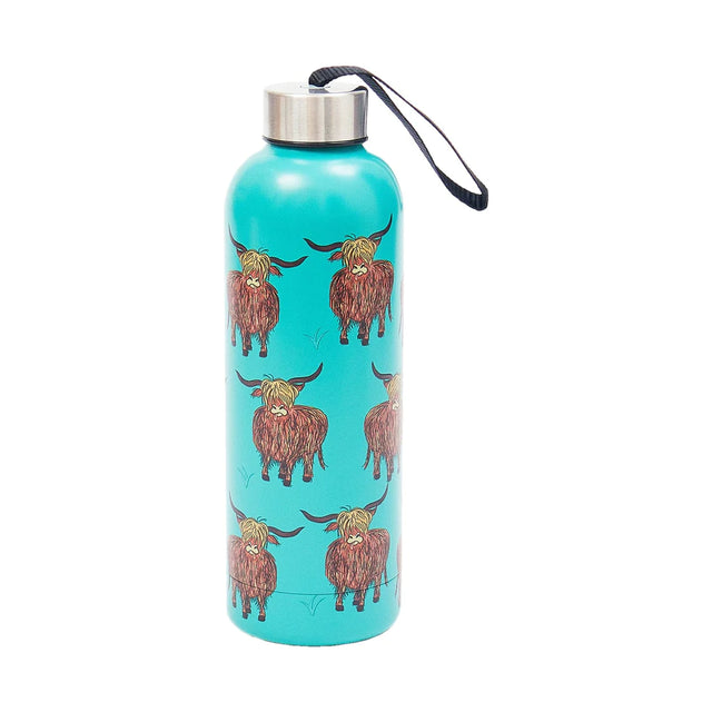 Teal Green Highland Cow Thermal Water Bottle