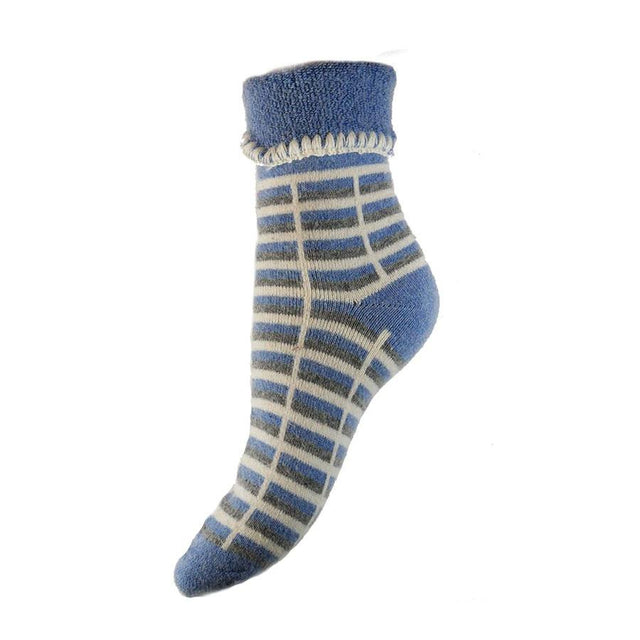 Blue Checked Women's Cuff Ankle Socks Miss Sparrow