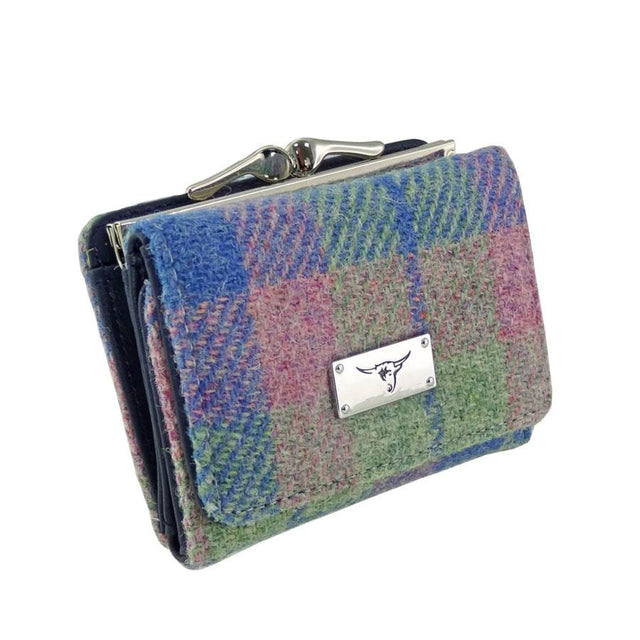 Harris Tweed Unst Purse in Soft Blue and Pink Tartan