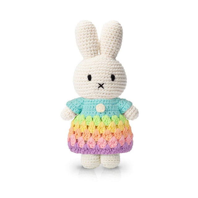 Crochet Miffy in Pastel Rainbow Dress