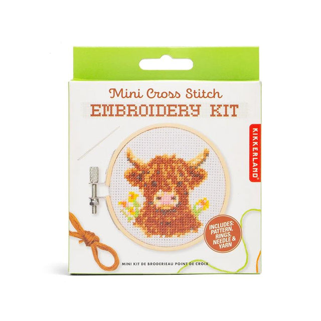 Highland Cow Mini Cross Embroidery Kit