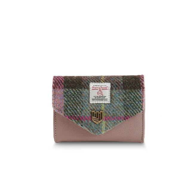 Pink and Green Tartan Harris Tweed Small Clasp Purse