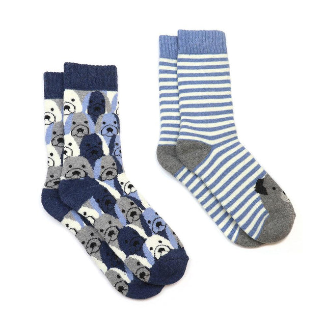 Blue Stripe Dog Women's Socks Set