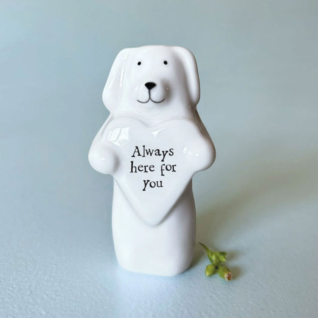 Always Here For You Porcelain Heart Dog Decoration