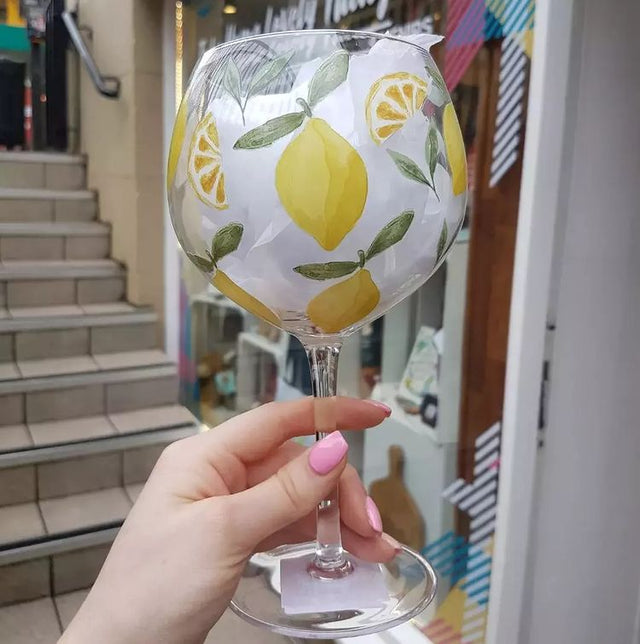 Lemon Print Gin Glass