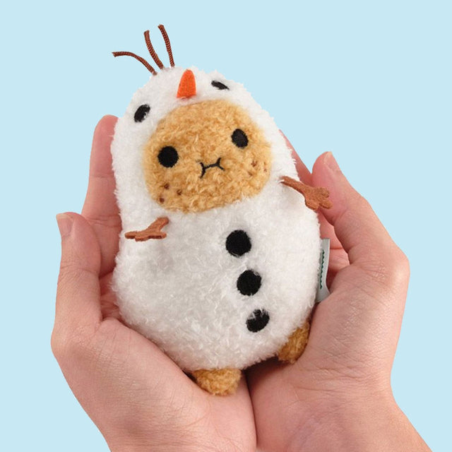 Snowman Ricespud Mini Sitting Plush in Hands