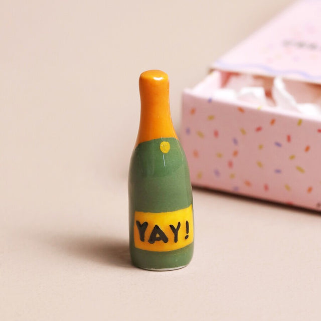 Champagne Tiny Matchbox Ceramic Token
