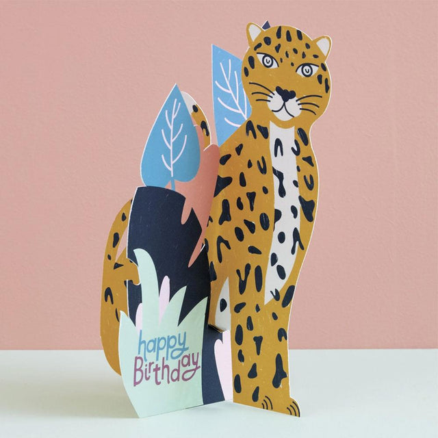 Happy Birthday Leopard 3D Fold Out Card
