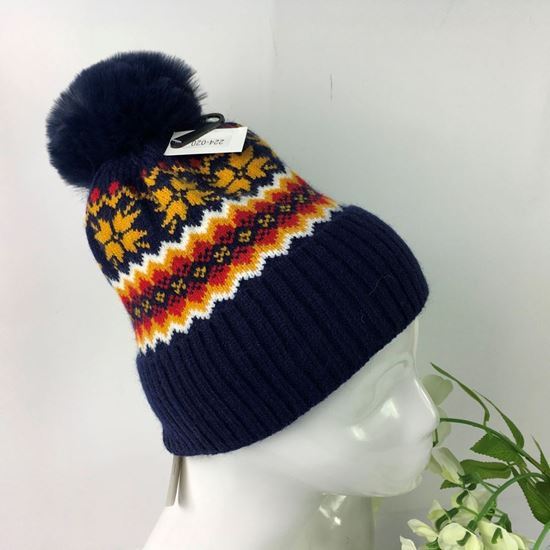 Fairisle Black Bobble Hat