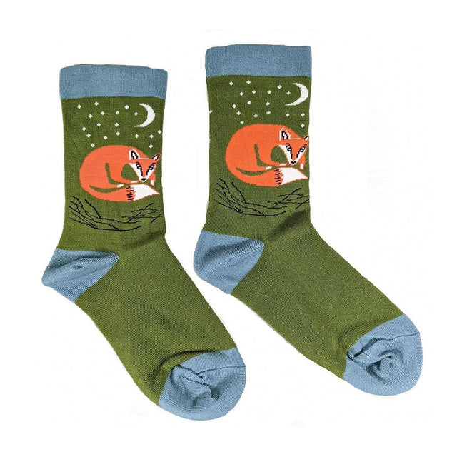 Sleepy Fox by Holly Astle Women's Bamboo Socks