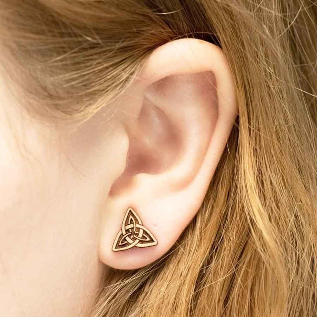 Celtic Knot Wooden Stud Earrings