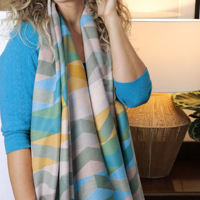 Seafoam Chevron Pattern Jacquard Scarf