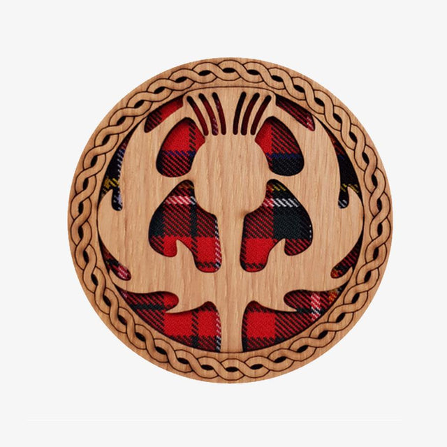Round Thistle and Tartan Coaster