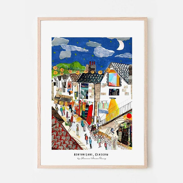 Glasgow Ashton Lane Watercolour Art Print