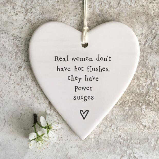 Real Women Hot Flushes Round Porcelain Hanging Heart