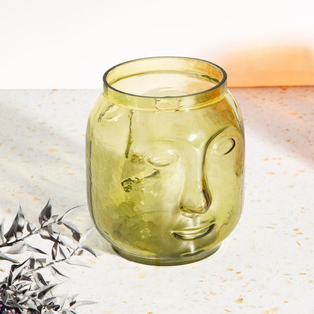 Green Face Glas Vase