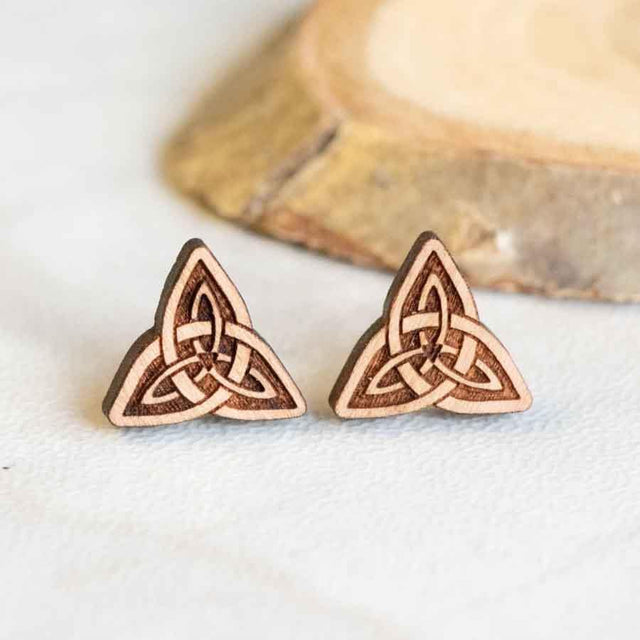 Celtic Knot Wooden Stud Earrings