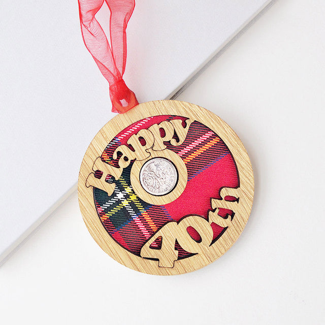 Happy 40th Lucky Sixpence Hanging Decoration