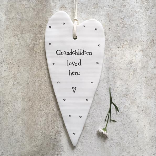 Grandchildren Wobbly Long Heart Hanging Decoration