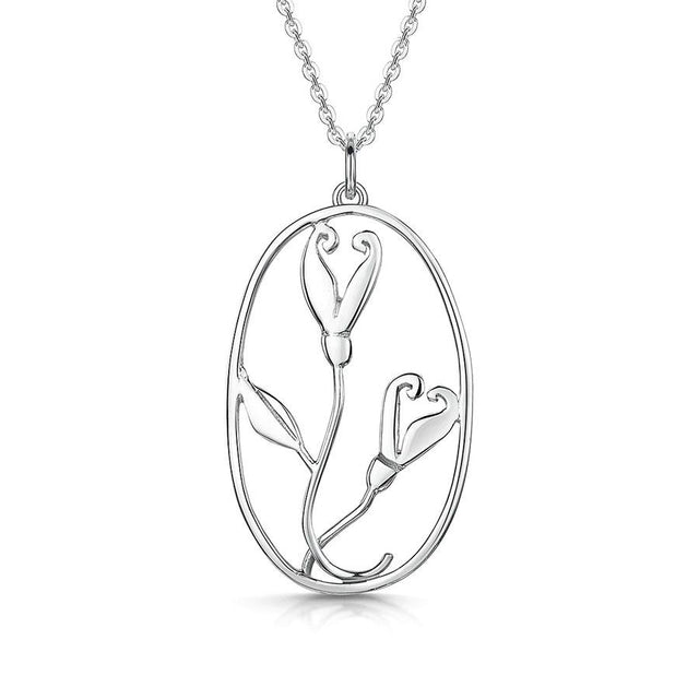 Crocus Oval Silver Pendant Necklace