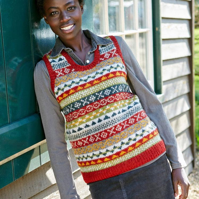Rust Red and Green Finisterre Knitted Tank Top