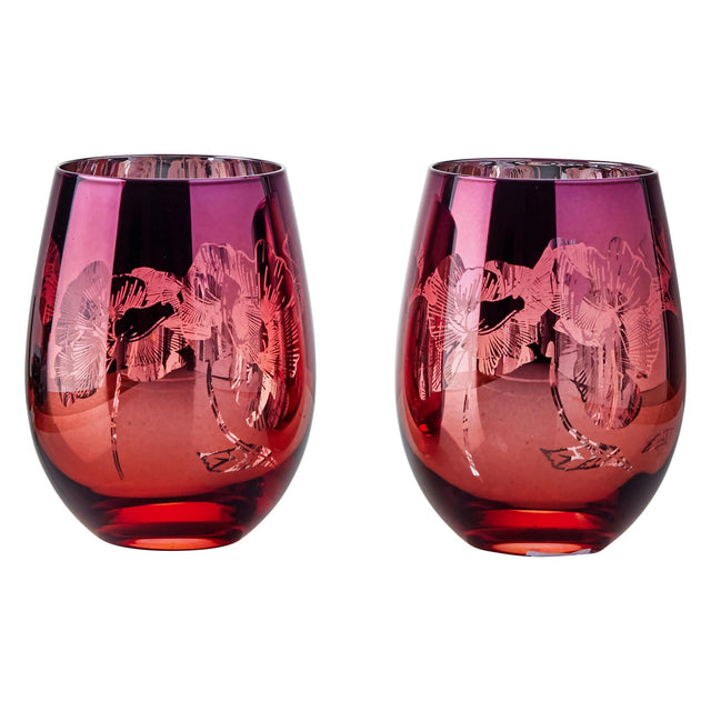 Bloom Pink and Orange Glass Tumbler Set