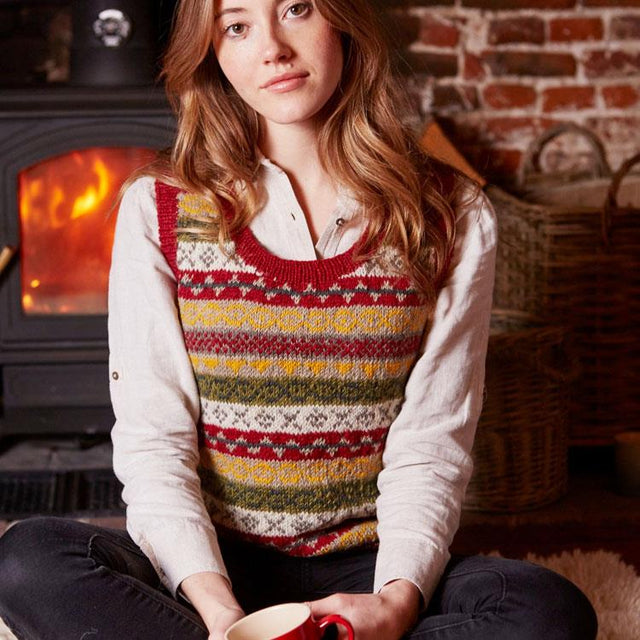 Rust Red and Green Finisterre Knitted Tank Top
