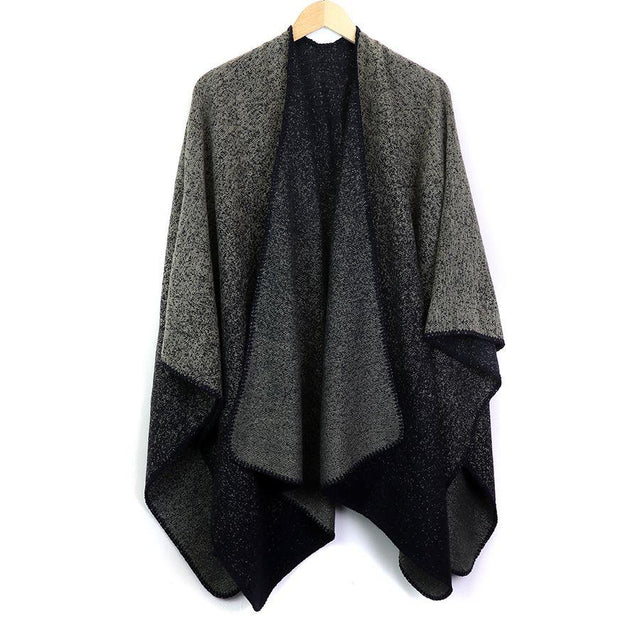 Navy Blue, Grey and Marl Ombre Effect Winter Wrap