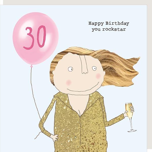 Girl 30 Rockstar Birthday Greeting Card