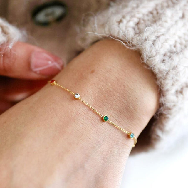 Rainbow Crystals Bracelet in Gold