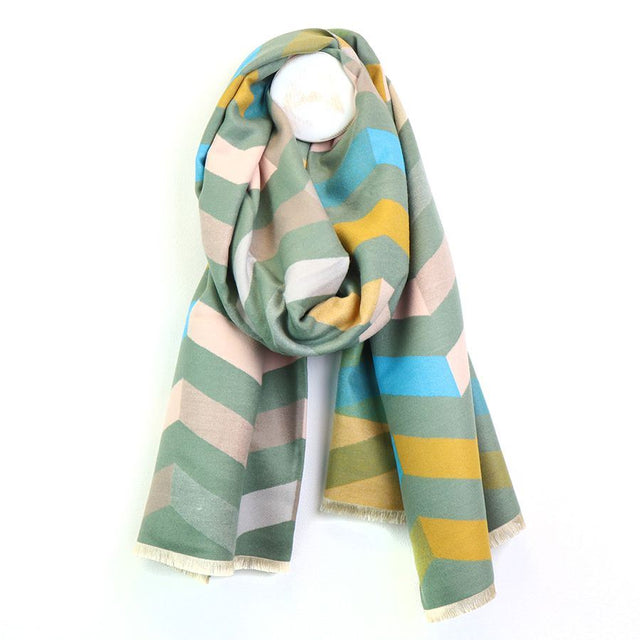 Seafoam Chevron Pattern Jacquard Scarf