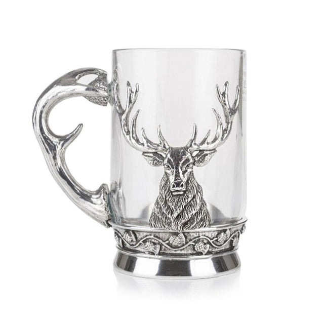 Stag Glass and Pewter Tankard