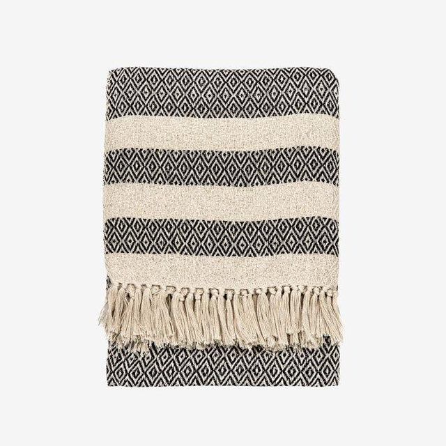 Scandi Boho Tassel Cotton Blanket Throw