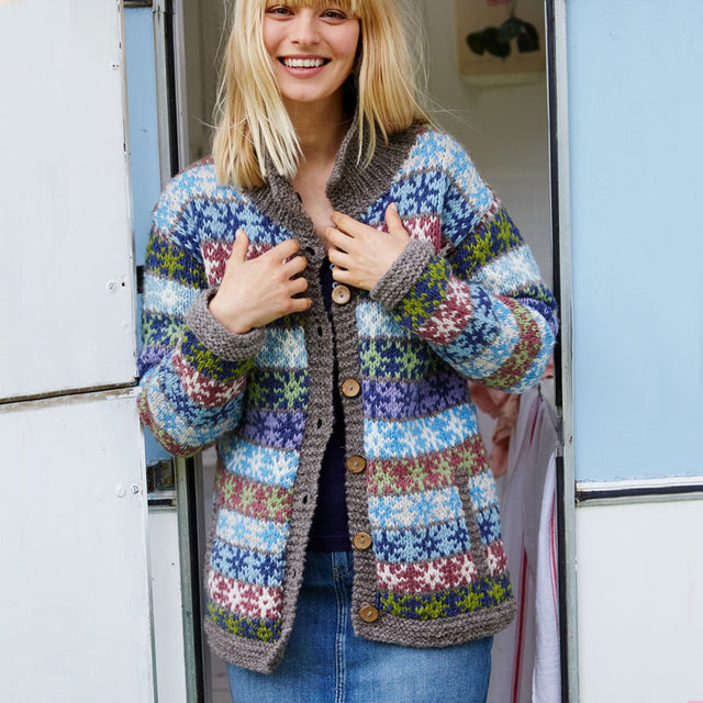 Tintagel Star Pattern Knitted Wool Cardigan