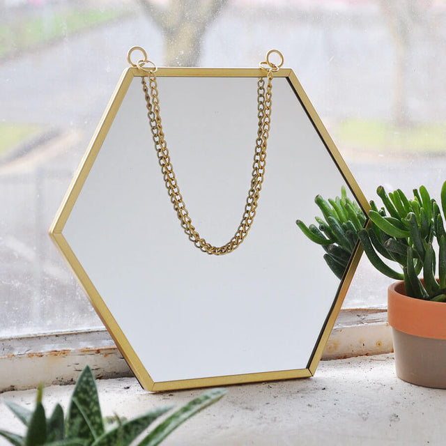Touch of Gold Hexagon Mirror