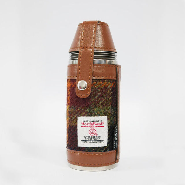 Harris Tweed Hunting Flask in Rust Check